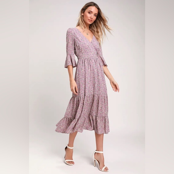 Lulu’s Etophe Studios Where the wind Blows floral midi dress - Picture 1 of 8